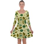 Folk flowers art pattern Floral  Quarter Sleeve Skater Dress