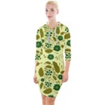 Folk flowers art pattern Floral  Quarter Sleeve Hood Bodycon Dress