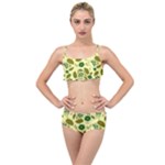 Folk flowers art pattern Floral  Layered Top Bikini Set