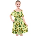 Folk flowers art pattern Floral  Kids  Cut Out Shoulders Chiffon Dress