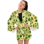 Folk flowers art pattern Floral  Long Sleeve Kimono