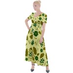 Folk flowers art pattern Floral  Button Up Short Sleeve Maxi Dress