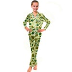 Folk flowers art pattern Floral  Kid s Satin Long Sleeve Pajamas Set