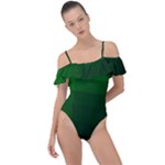 Zappwaits-green Frill Detail One Piece Swimsuit