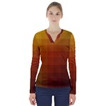 Zappwaits - Color Gradient V-Neck Long Sleeve Top