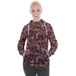 Warm Abstract Surface Print Women s Hooded Pullover