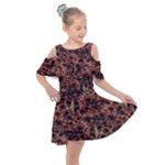 Warm Abstract Surface Print Kids  Shoulder Cutout Chiffon Dress