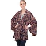 Warm Abstract Surface Print Long Sleeve Velvet Kimono 