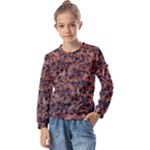 Warm Abstract Surface Print Kids  Long Sleeve Tee with Frill 