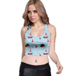 Funny Mushrooms Go About Their Business Racer Back Crop Top