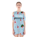 Funny Mushrooms Go About Their Business Shoulder Cutout One Piece Dress