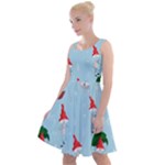 Funny Mushrooms Go About Their Business Knee Length Skater Dress