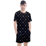 Black And White Funny Monster Print Pattern Men s Mesh Tee and Shorts Set