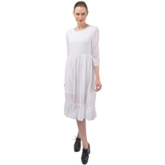 Ruffle End Midi Chiffon Dress 