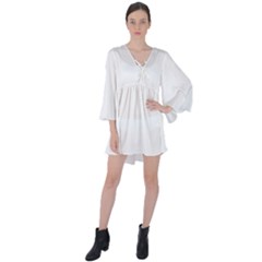 V-Neck Flare Sleeve Mini Dress 