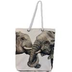 Two Elephants  Full Print Rope Handle Tote (Large)