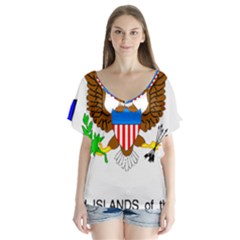 V-Neck Flutter Sleeve Top 