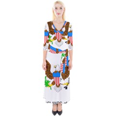 Quarter Sleeve Wrap Maxi Dress 