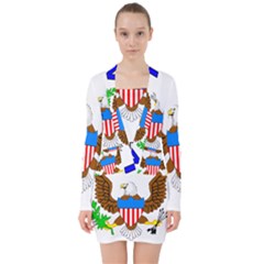 V-neck Bodycon Long Sleeve Dress 