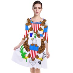 Quarter Sleeve Waist Band Dress 