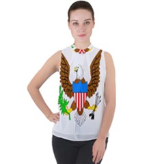 Mock Neck Chiffon Sleeveless Top 