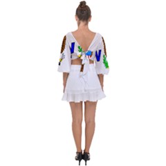 Tie Back Butterfly Sleeve Chiffon Top 
