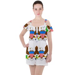 Ruffle Cut Out Chiffon Playsuit 
