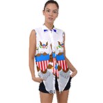 E8cftciweaqngbg Sleeveless Chiffon Button Shirt