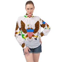 High Neck Long Sleeve Chiffon Top 