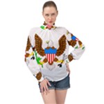 E8cftciweaqngbg High Neck Long Sleeve Chiffon Top