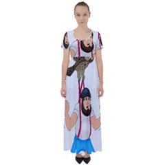 High Waist Short Sleeve Maxi Dress 