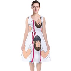 V-Neck Midi Sleeveless Dress  