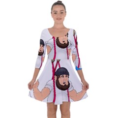 Quarter Sleeve Skater Dress 