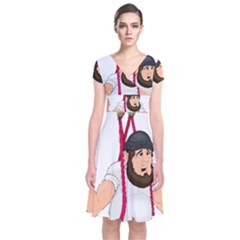 Short Sleeve Front Wrap Dress 