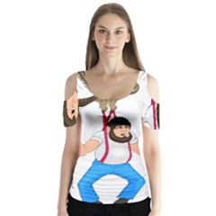 Butterfly Sleeve Cutout T-Shirt  