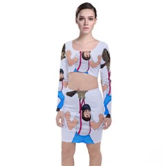 Long Sleeve Crop Top & Bodycon Skirt Set 