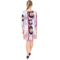 Quarter Sleeve Front Wrap Dress 