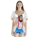 E8epcq3x0achi-l V-Neck Flutter Sleeve Top