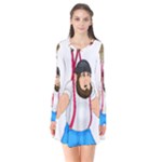 E8epcq3x0achi-l Long Sleeve V-neck Flare Dress