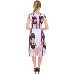 Cap Sleeve Front Wrap Midi Dress 