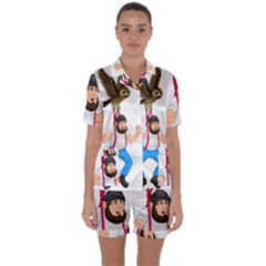 Satin Short Sleeve Pajamas Set 