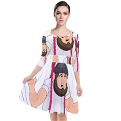 Quarter Sleeve Waist Band Dress 