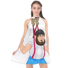 Halter Neckline Chiffon Dress  