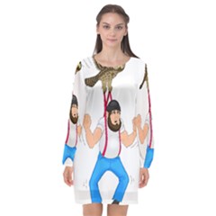 Long Sleeve Chiffon Shift Dress  