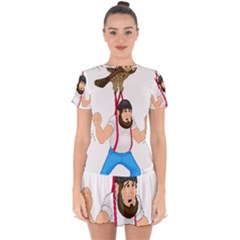 Drop Hem Mini Chiffon Dress 