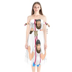 Shoulder Tie Bardot Midi Dress 