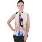 E8epcq3x0achi-l Mock Neck Chiffon Sleeveless Top