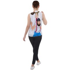 Mock Neck Chiffon Sleeveless Top 