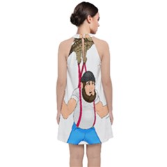Velvet Halter Neckline Dress  