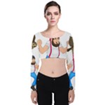 E8epcq3x0achi-l Velvet Long Sleeve Crop Top